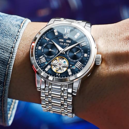 【新品同様】OLEVS 腕時計 メンズ 機械式 自動巻き＆手巻き 永久カレンダー Amazon | OLEVS 腕時計 メンズ 機械式 自動巻き＆手巻き 永久